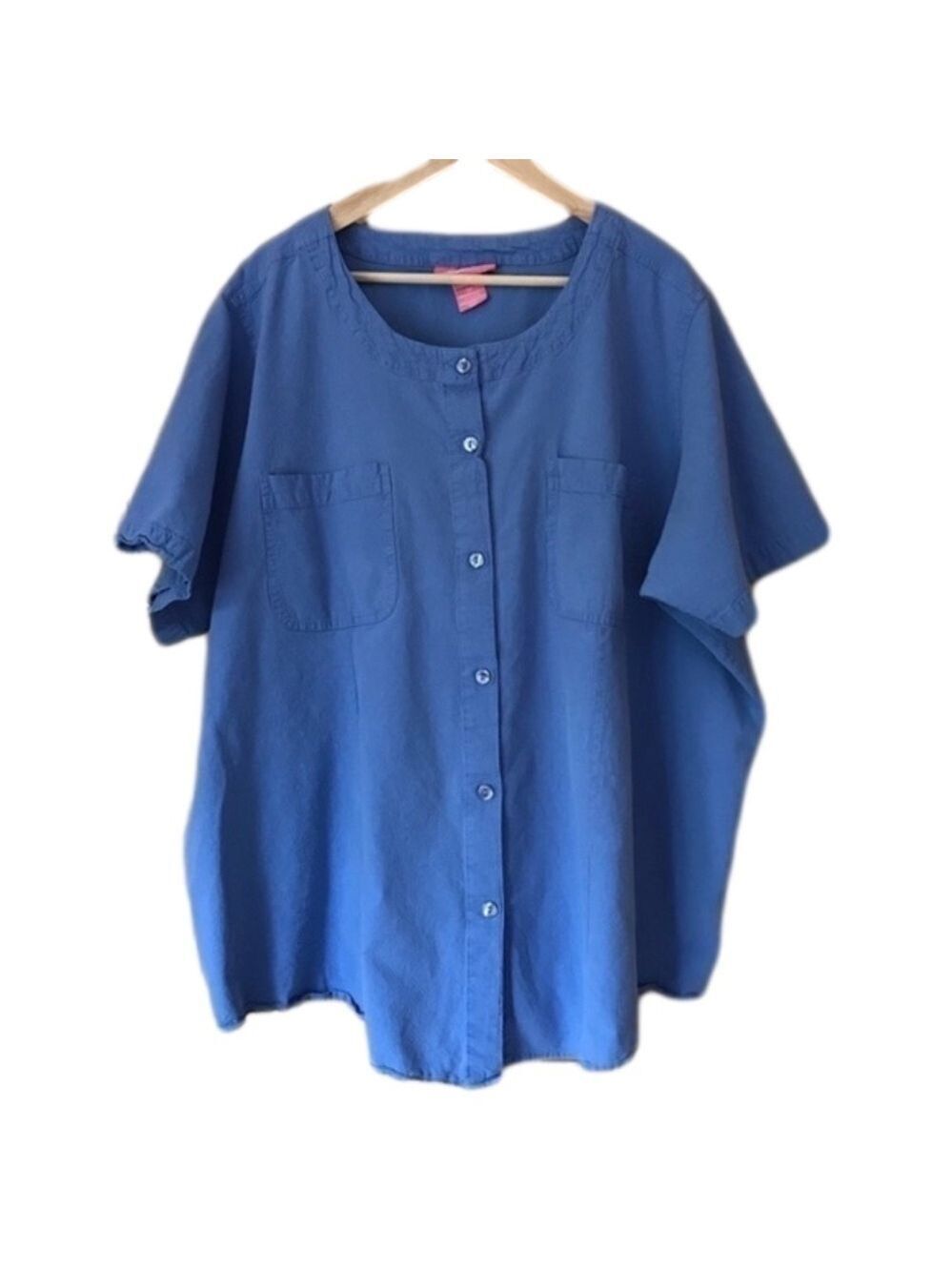 Woman Within button front gauzy short sleeve blouse size 3X
